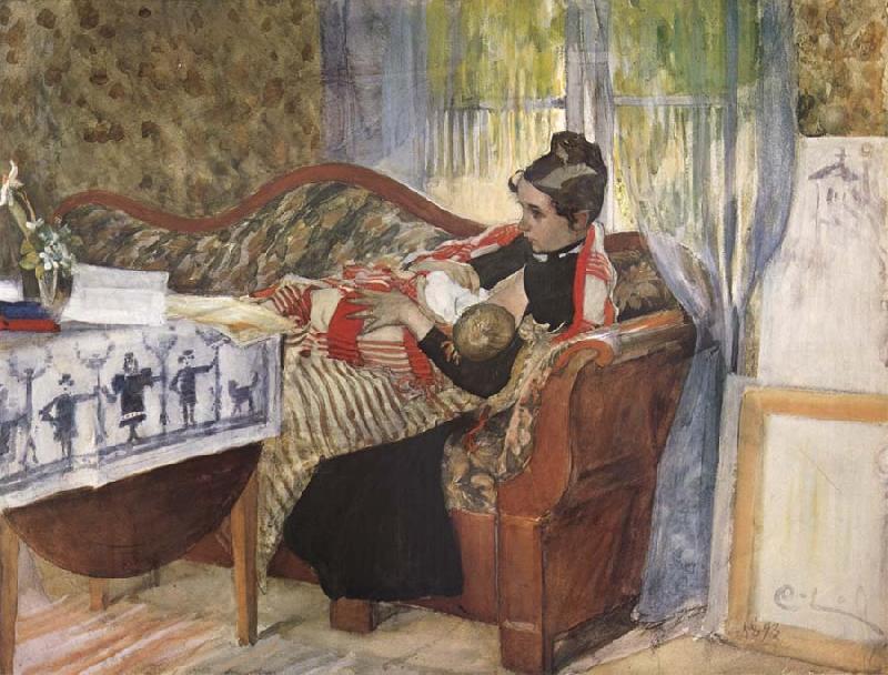 Carl Larsson A Mother-s Thoughts Sweden oil painting art